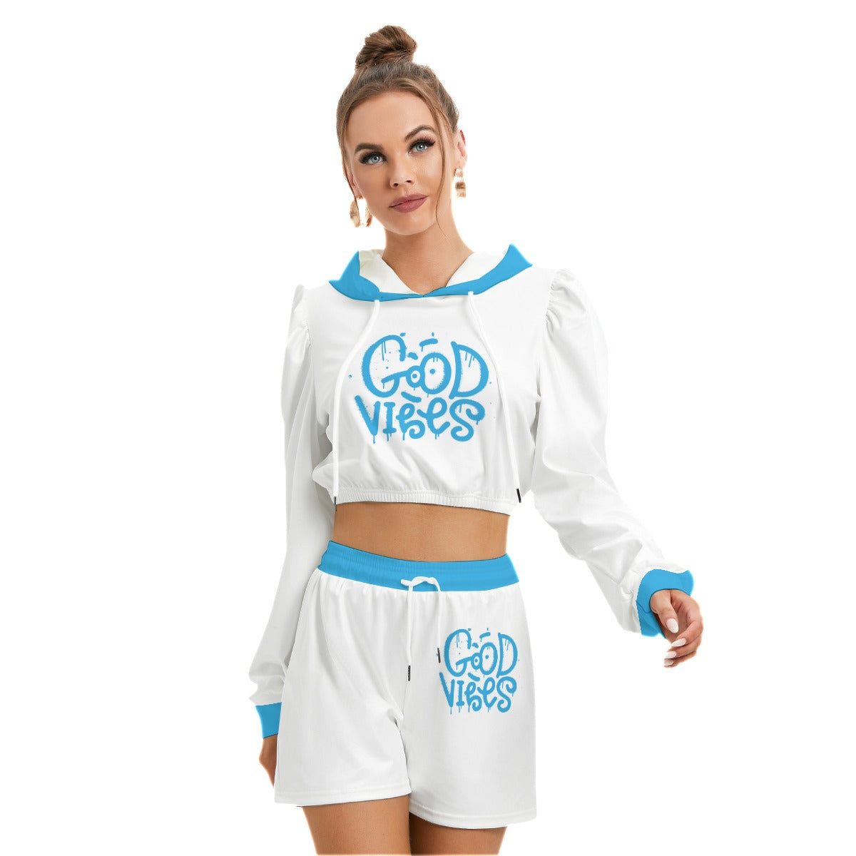 Good Vibes Women's Mirco Fleece Hoodie And Shorts Set