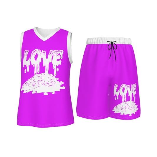 Dripping Love Men's V Neck Basketball Suit