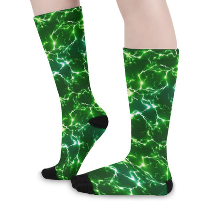 Green Lightning Strike Long Socks