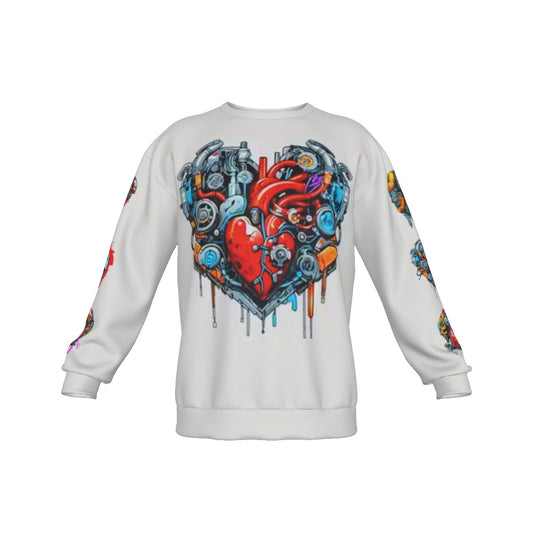 Bionic Hearts Men's Drop Shoulder Round Neck Long-Sleeved Sweatshirt