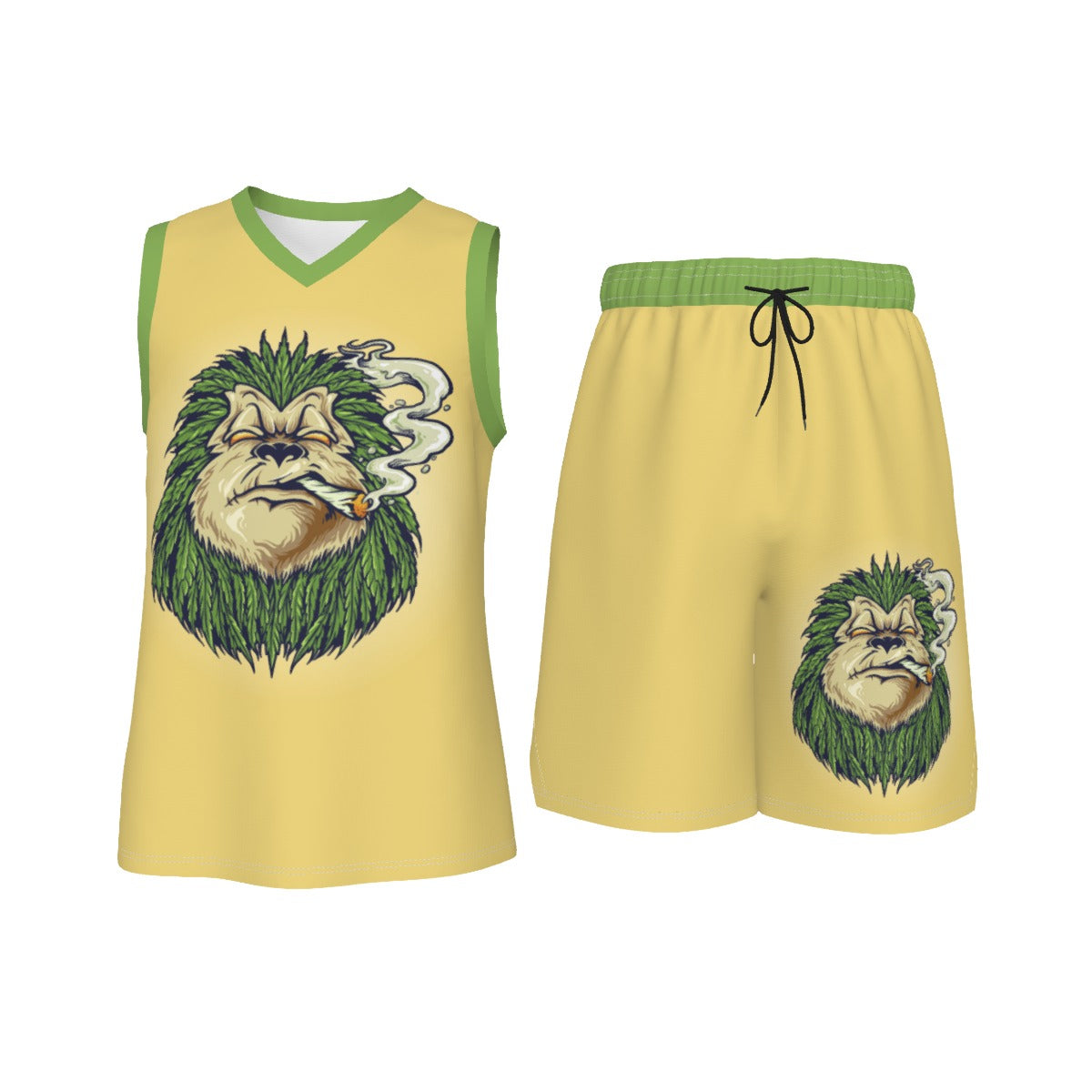 Stoners Only Monkey Men's V Neck Basketball Suit