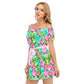 Summer Time Flowers Women's Off-shoulder Dress With Ruffle