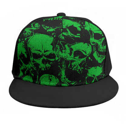 Green Grunge Skulls Snap Back