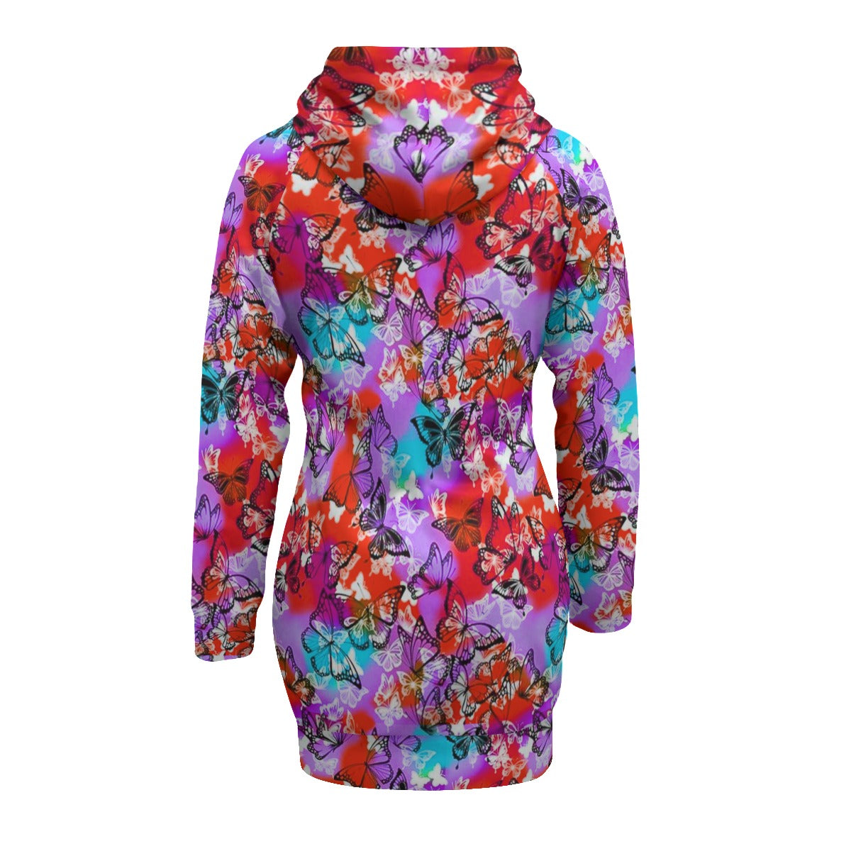 Women's Colorful Butterflies Pullover Hoodie With Raglan Sleeve