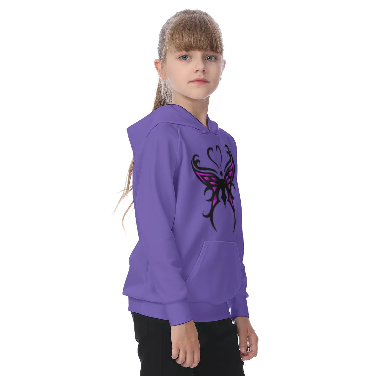 Butterfly Kid's Raglan Pullover Hoodie