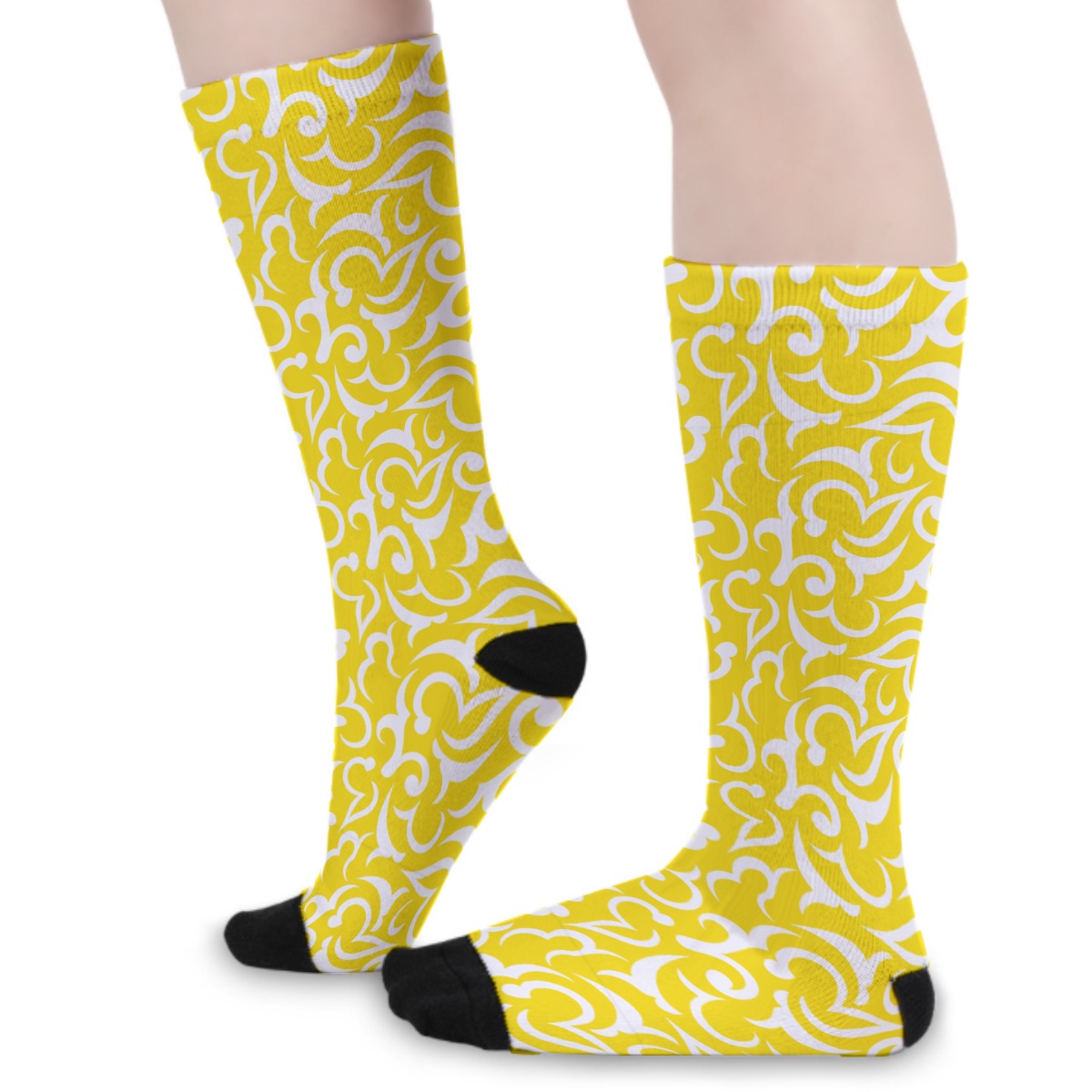 Royalty Made Yellow & White Long Socks