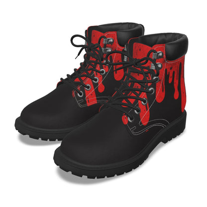 Drippy Red & Black Men's Short Boots