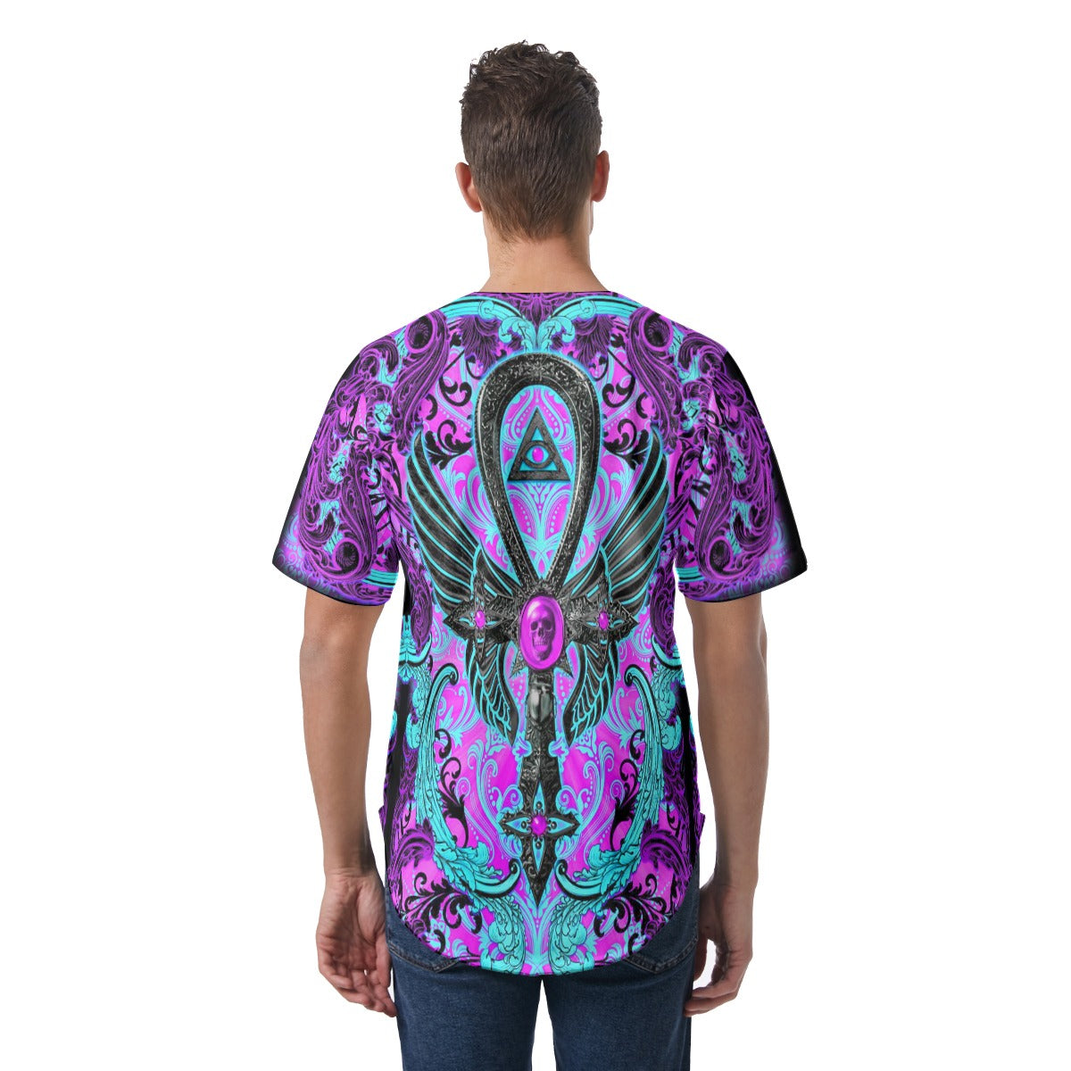 Men's Egyptian Ankh Short Sleeve Baseball Jersey