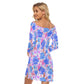 Garden Flowers Women's Off-shoulder Long Sleeve Dress