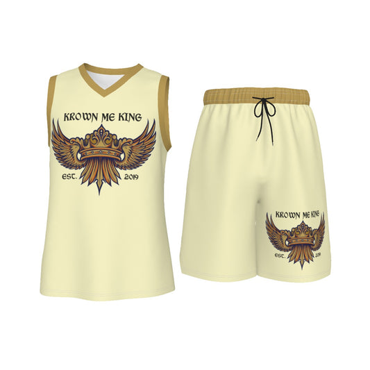 Krown Me King Gold Men's V Neck Basketball Suit