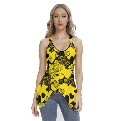 Yellow & Black Hearts Women's Skinny Sport Tank Top