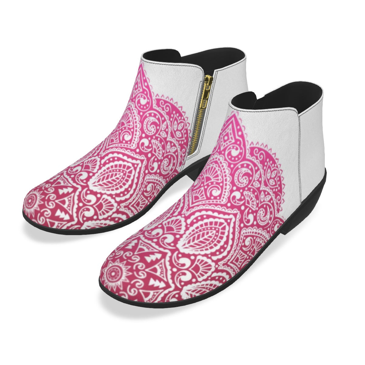 Beautiful Pink Flower Men's Fashion Boots