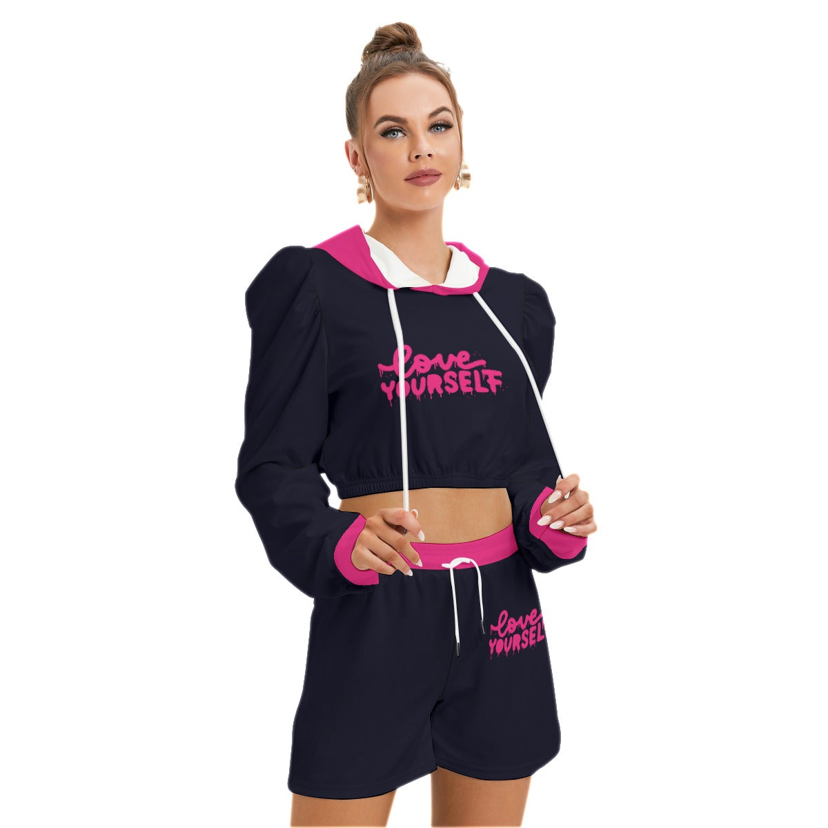 Love Yourself Women's Mirco Fleece Hoodie And Shorts Set