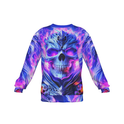 Men's Flaming Skull Drop Shoulder Round Neck Long-Sleeved Sweatshirt