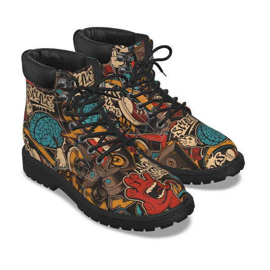 Graffiti Style Women's Short Boots