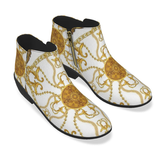 White & Gold I am King Men's Fashion Boots