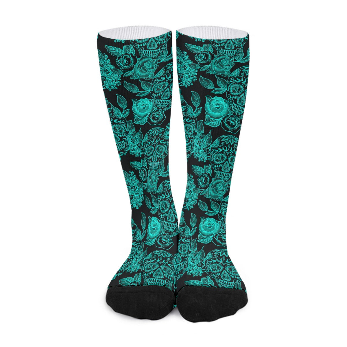 Skull Diamond Eyes & Flowers Long Socks