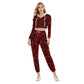 Black & Red Roses Women's Crop Hoodie Sports Sets