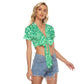 Green Flower Peddles Women's Bandage Crop Top
