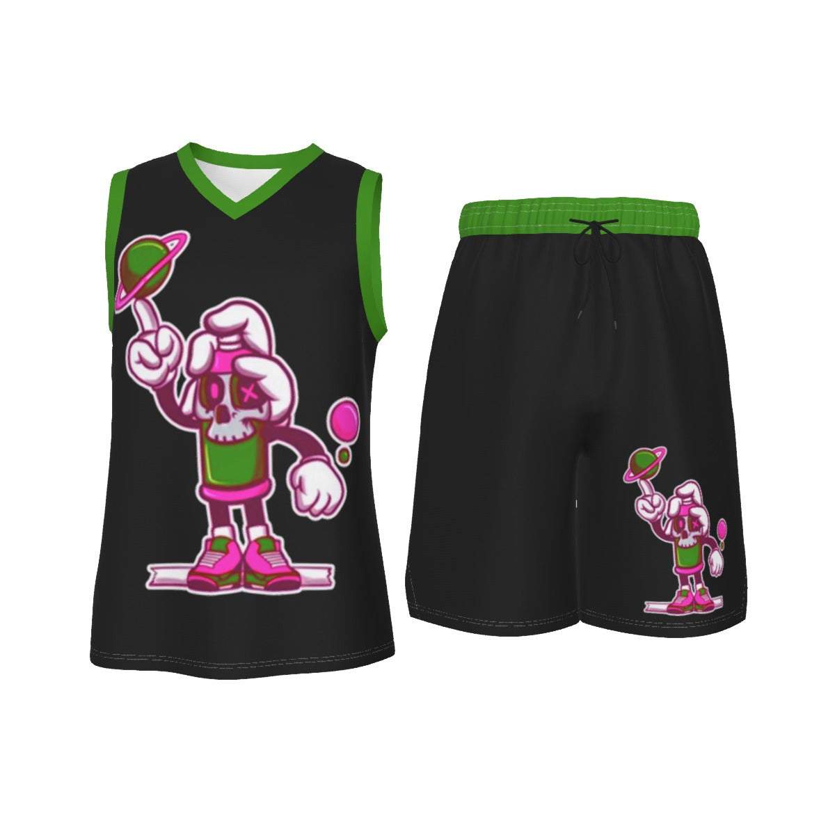 Graffiti Can Men's V Neck Basketball Suit