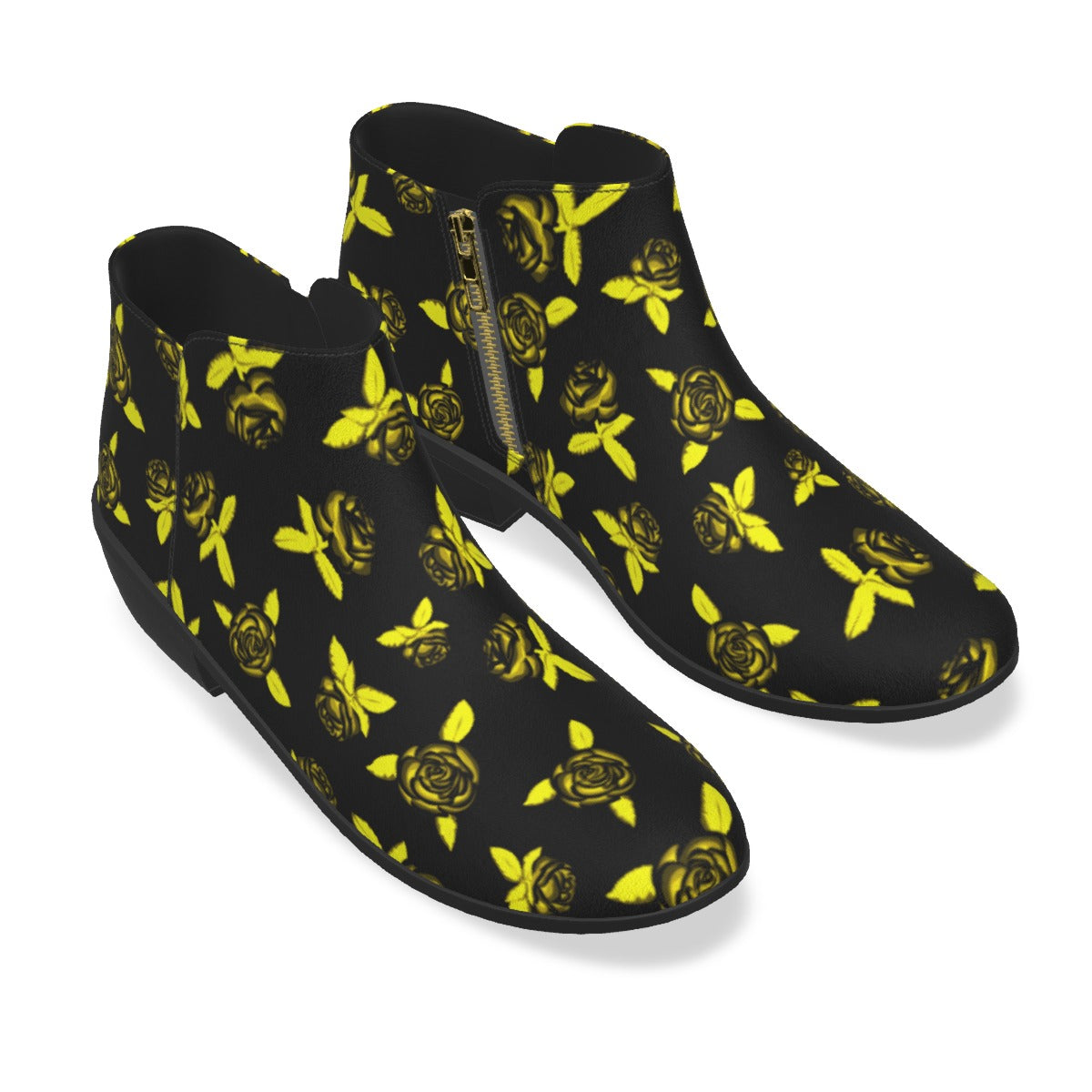 Black & Yellow Roses Men's Fashion Boots