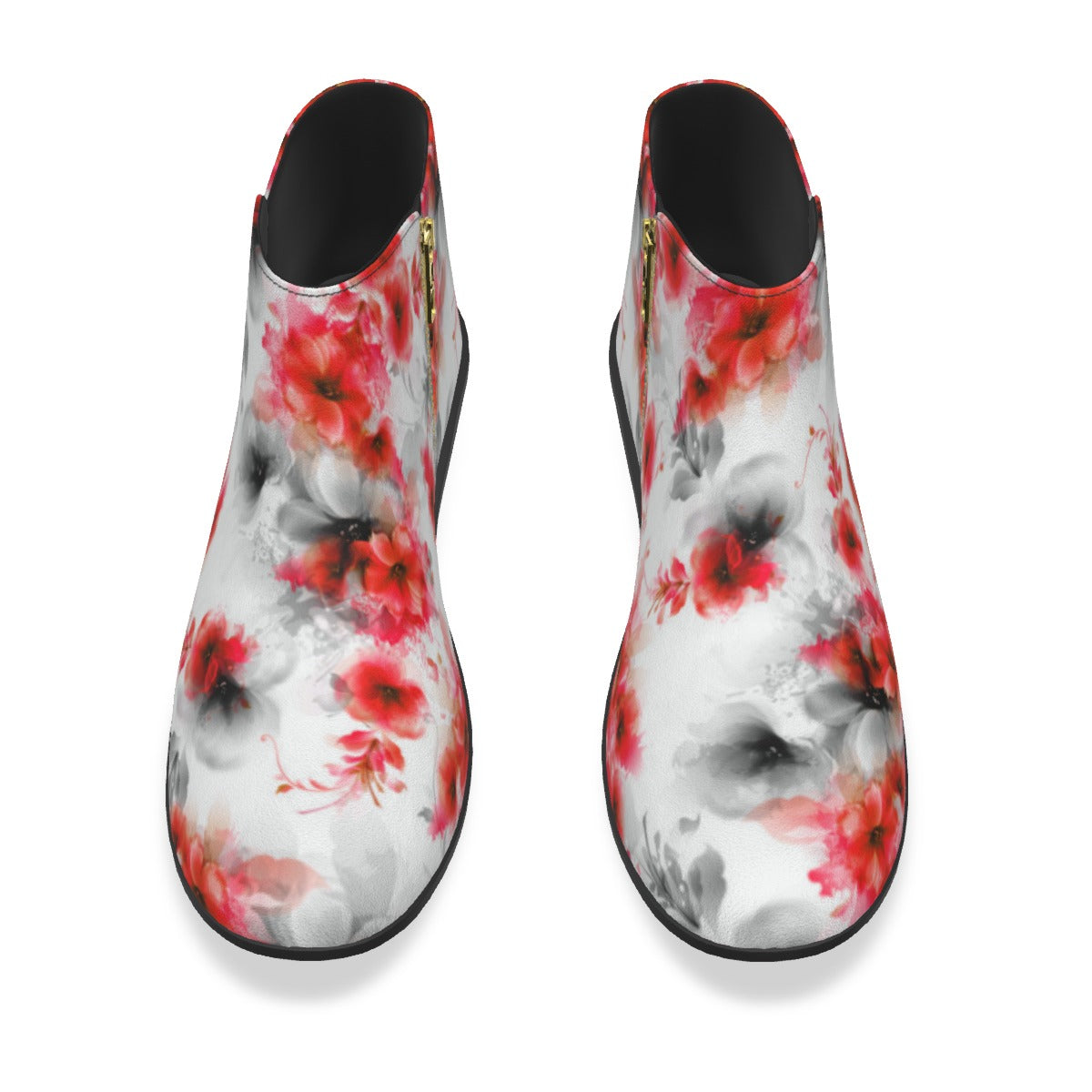 Red Abstract Flowers Men's Fashion Boots