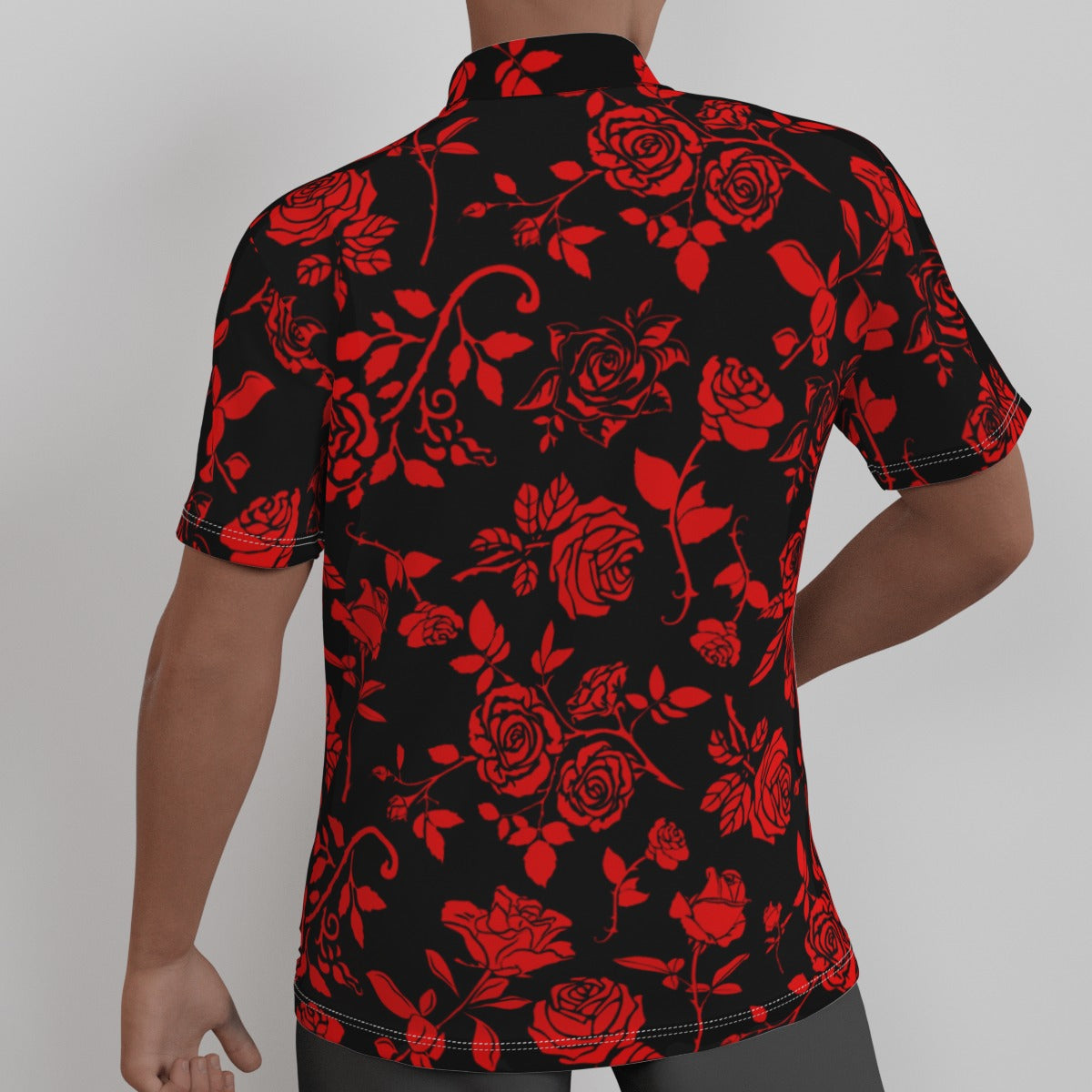 Red & Black Roses Men's Button Up