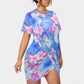 Women’s Tropic Vibes Stacked Hem Dress With Short Sleeve（Plus Size)