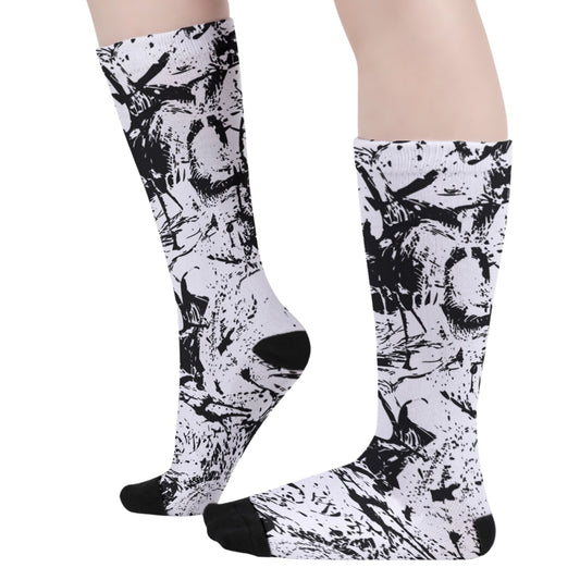 White & Black Skull Gang Long Socks