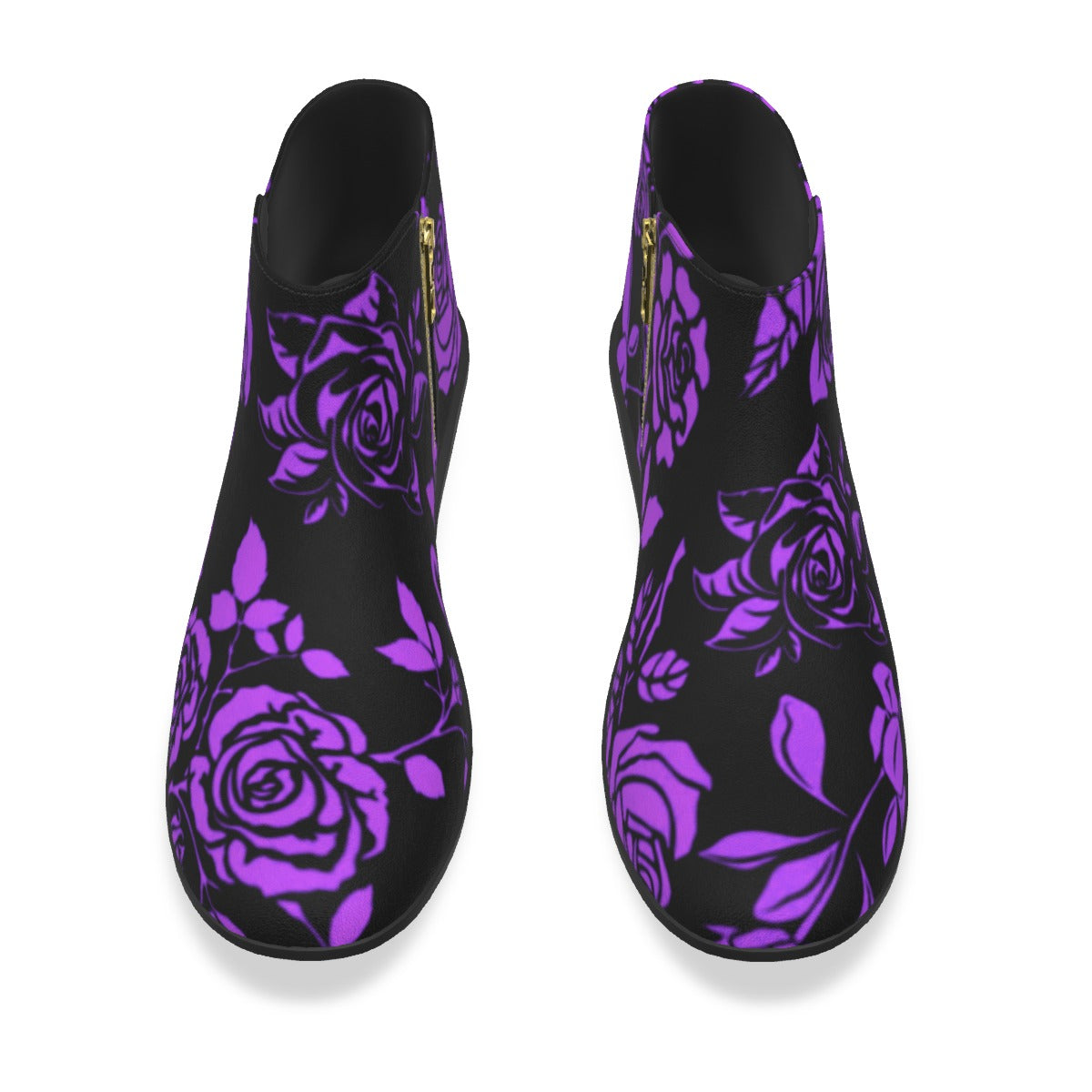 Purple & Black Roses Men's Fashion Boots