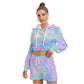 Opal Gemstone Style Women's Micro Fleece Hoodie And Shorts Set