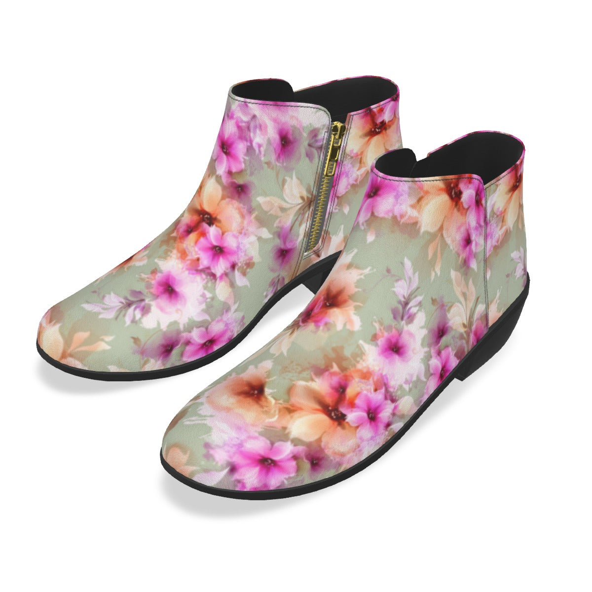 Pink & Red Abstract Flowers Men's Fashion  Boots