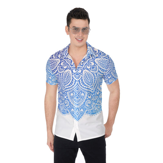 Beautiful Blue Flower Men's Button Up