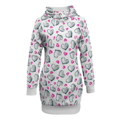 Diamond Hearts Women's Pullover Hoodie With Raglan Sleeve