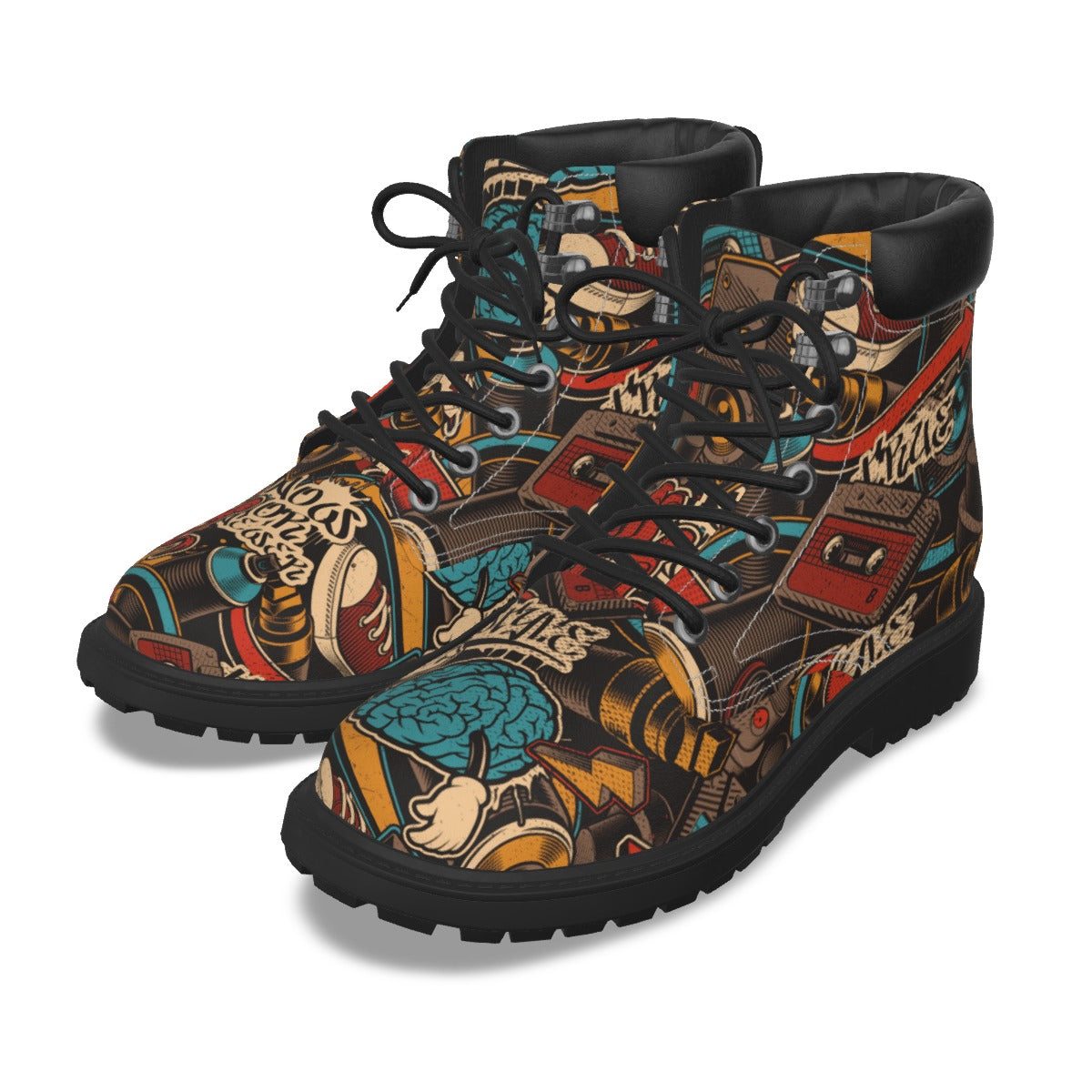 Graffiti Style Men's Short Boots