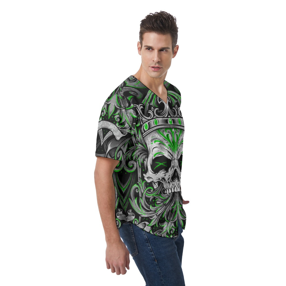 Men's Skull King Short Sleeve Baseball Jersey