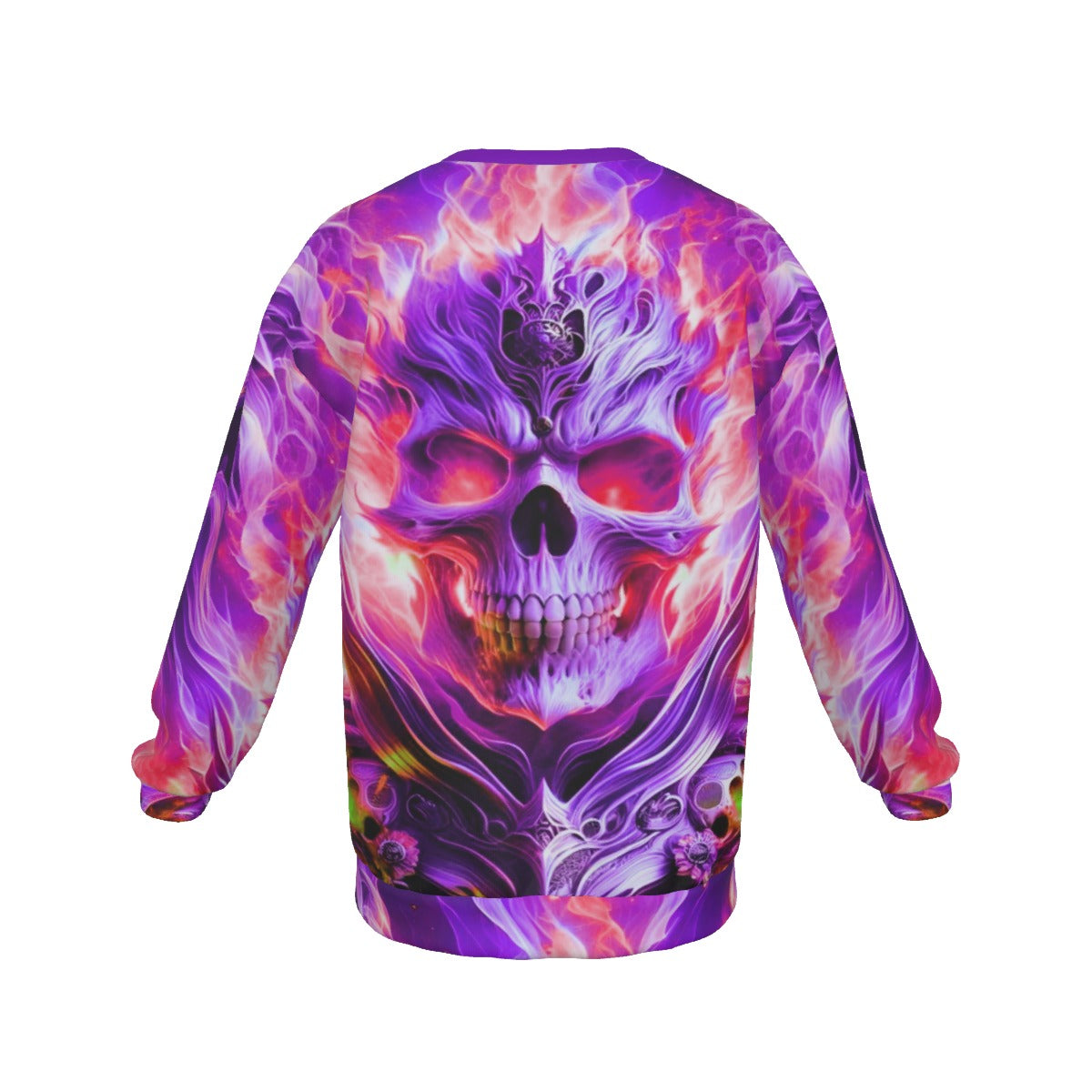 Men's Flaming Skull Drop Shoulder Round Neck Long-Sleeved Sweatshirt