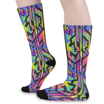 Rainbow Geometric Long Socks