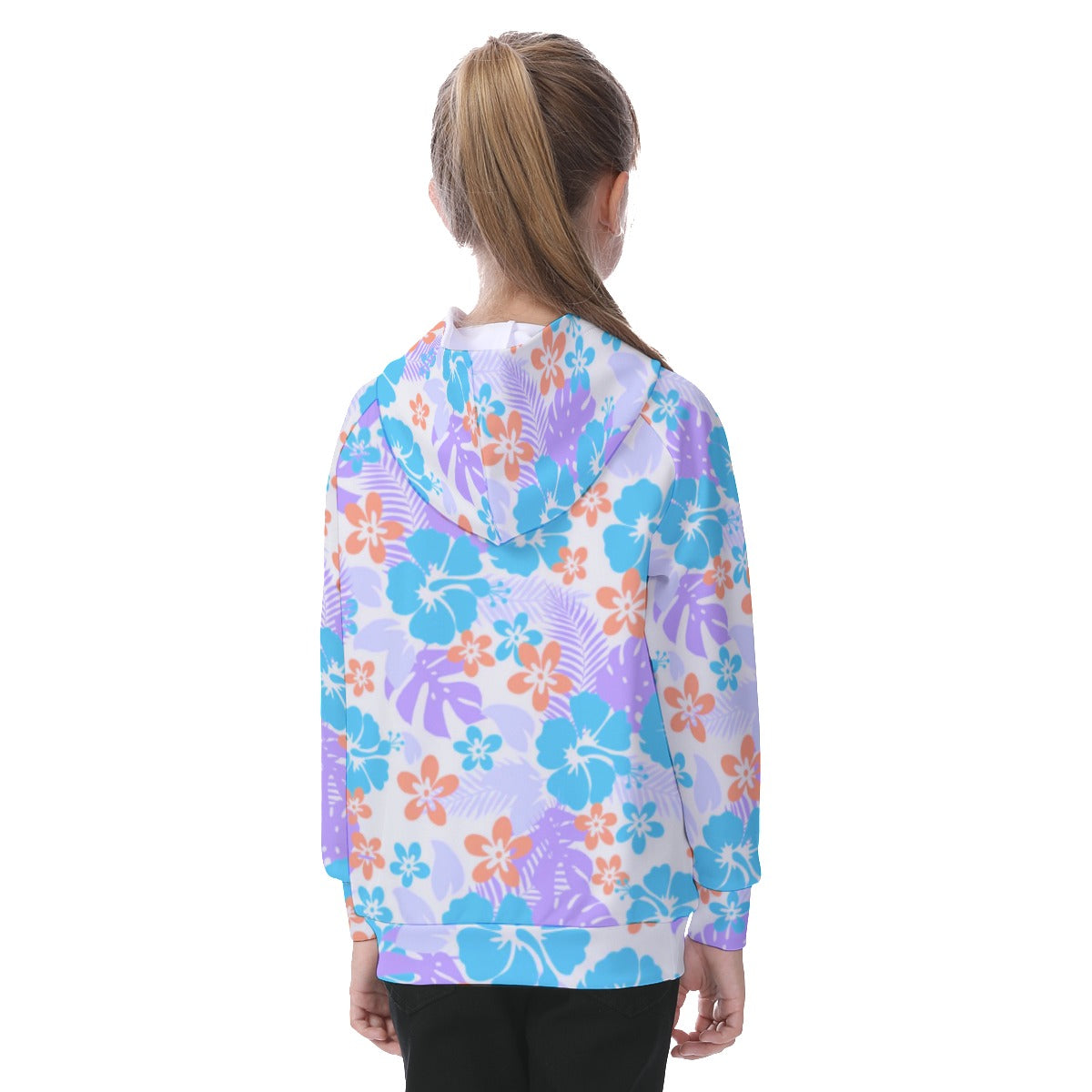 Tropical Hawaiian Flowers Kid's Raglan Pullover Hoodie