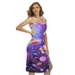 Women's Colorful Flowers Back Cross Cami Dress