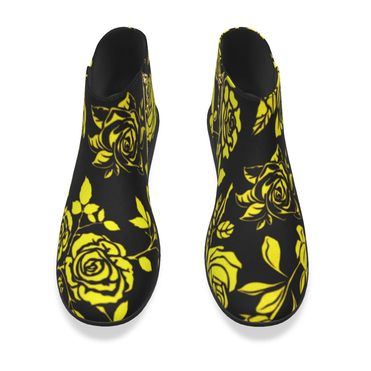 Yellow & Black Roses Men's Fashion Boots