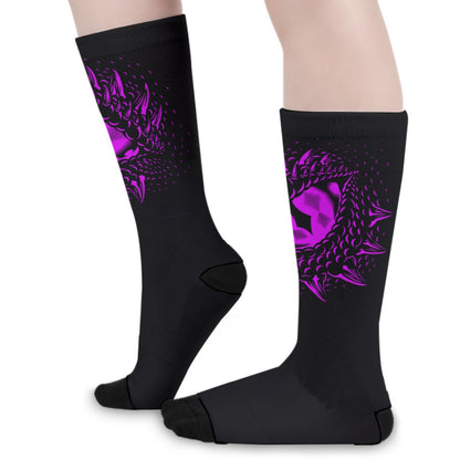 Purple & Black Dragons Eyes Long Socks