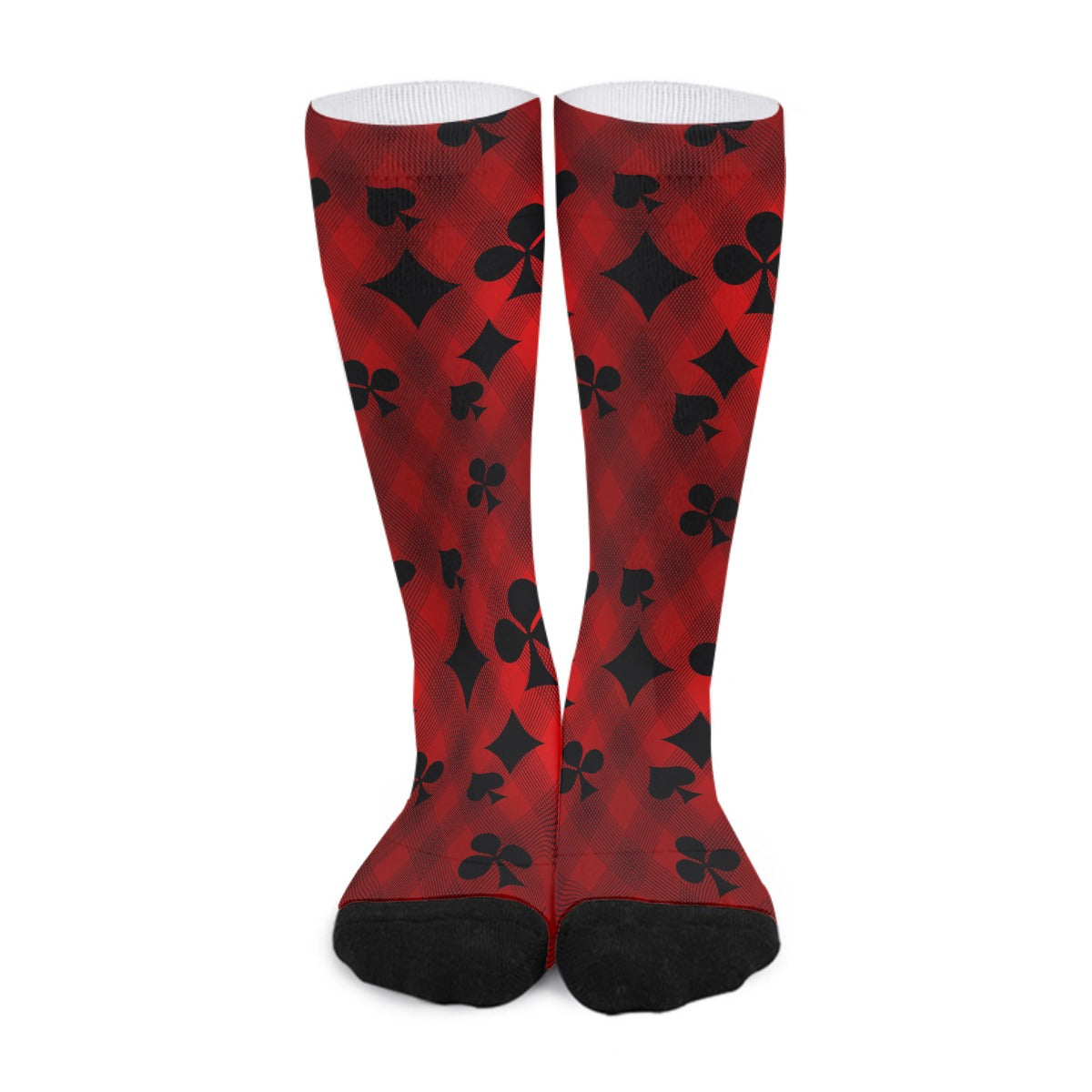 Red & Black Playing Card Long Socks