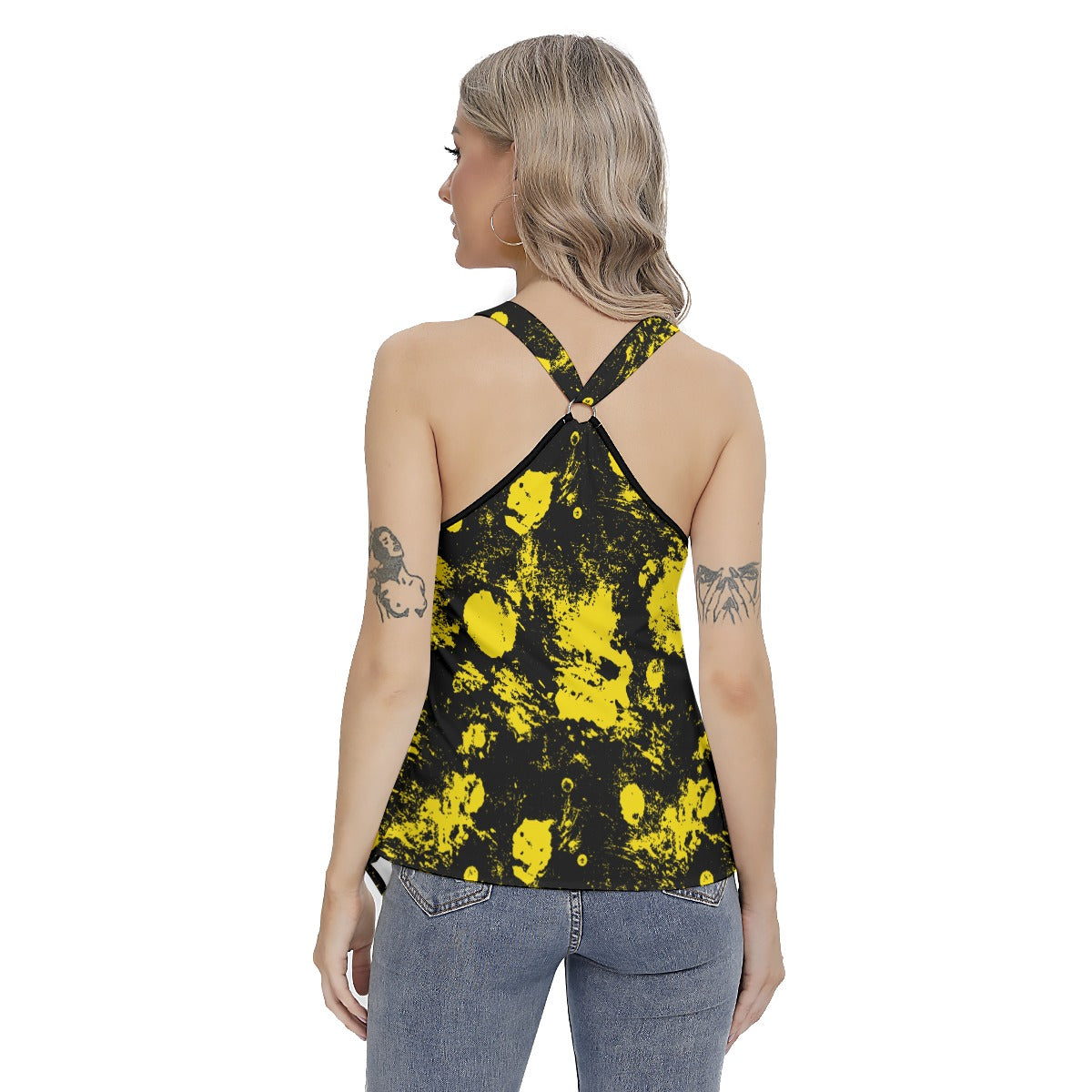 Yellow Spots Women's Skinny Sport Tank Top