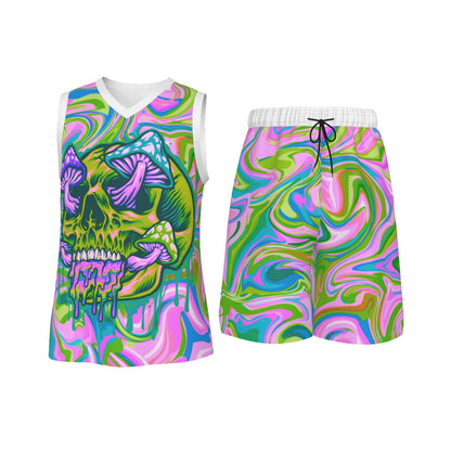 Psychedelic Men's V Neck Basketball Suit