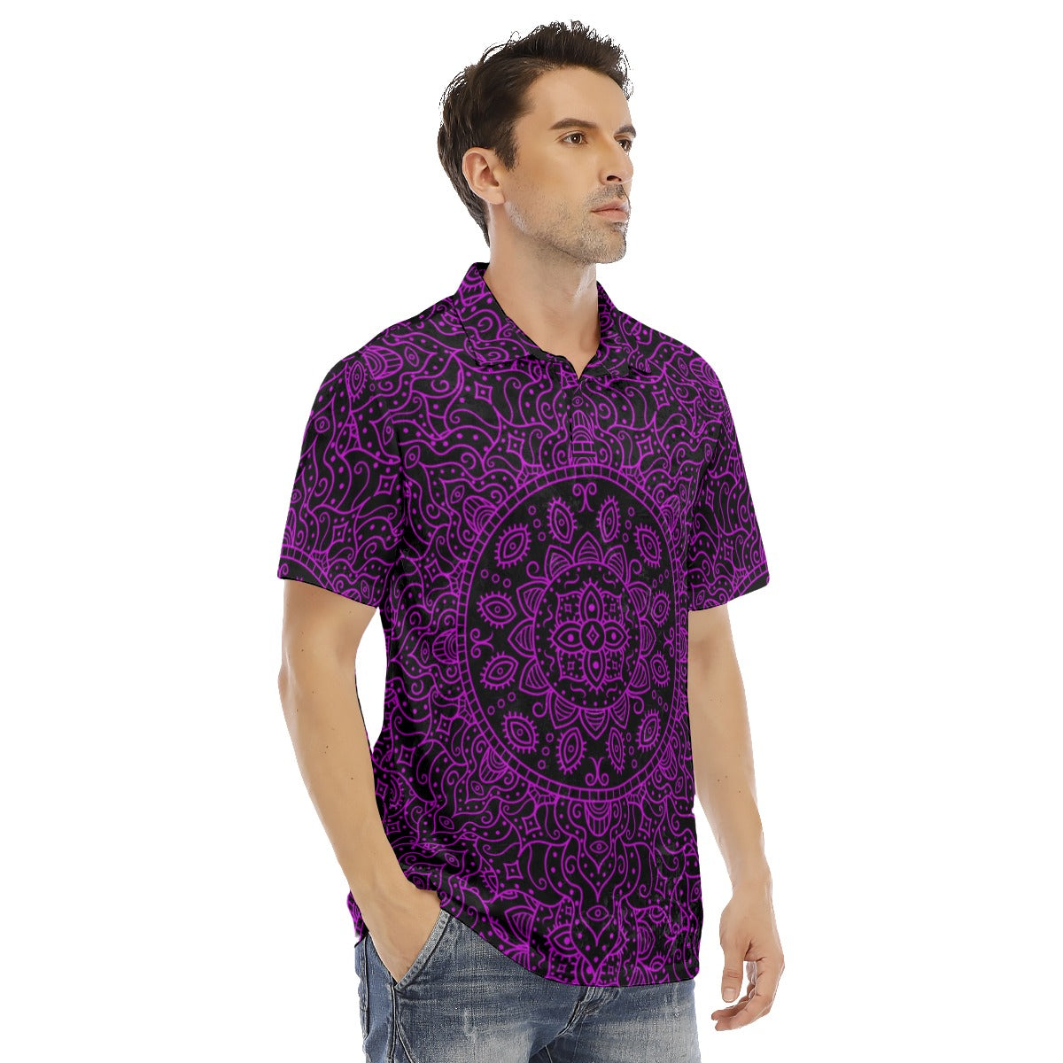 Black & Purple Kingdom Men's Polo Shirt | Velvet