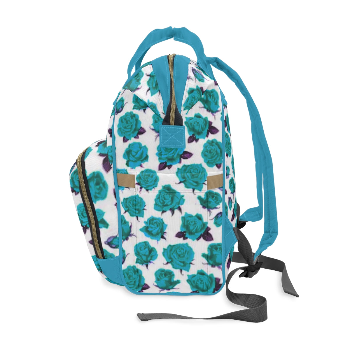 Teal Roses Multifunctional Backpack