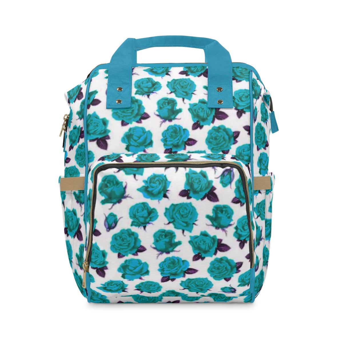 Teal Roses Multifunctional Backpack