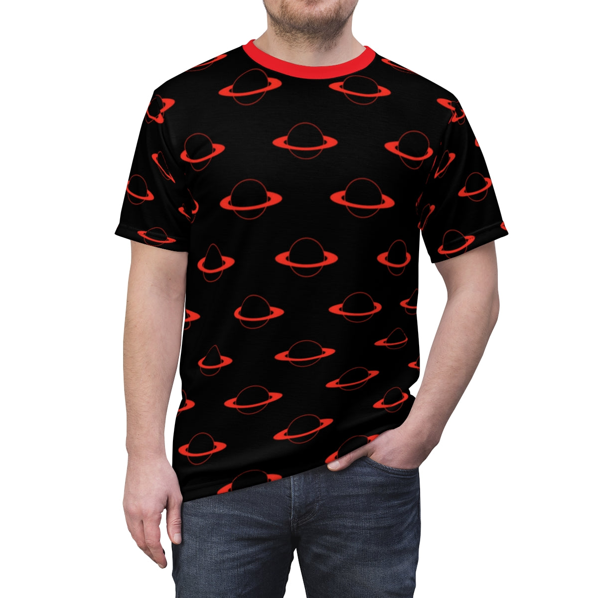 Black & Red Planet Cut & Sew Tee