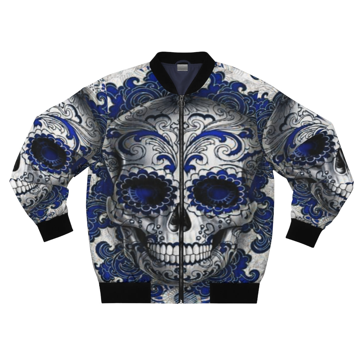 Blue Sugar Skull Bomber Jacket